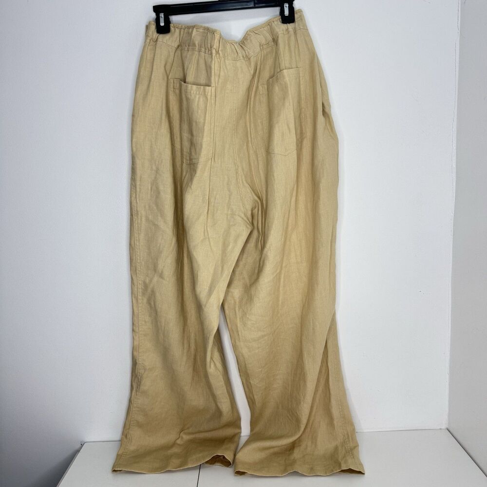 Lauren Ralph Lauren 100% Linen Wide Leg Pants 22W Brown Tan Plus Size LRL - Picture 4 of 8